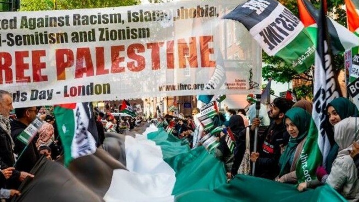 فریاد مرگ بر اسرائیل در خیابان‌های لندن