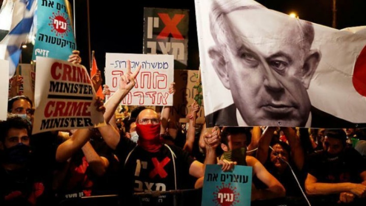 تظاهرات معترضان علیه نتانیاهو در تل‌ آویو