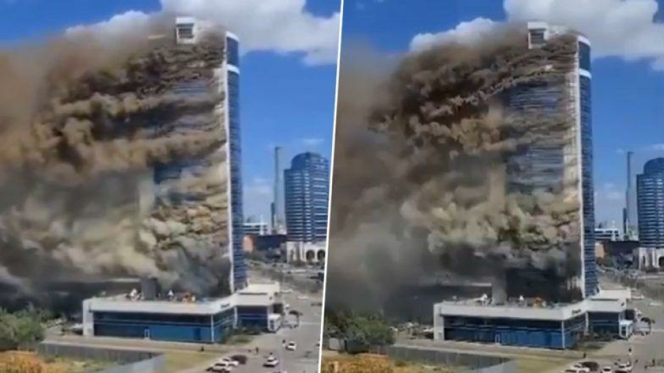 ساختمانی ۲۶ طبقه در پایتخت قزاقستان آتش گرفت
