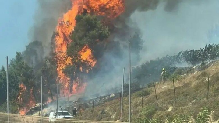 شهرک‌نشینان صهیونیست اراضی فلسطینیان را در رام‌الله به آتش کشیدند