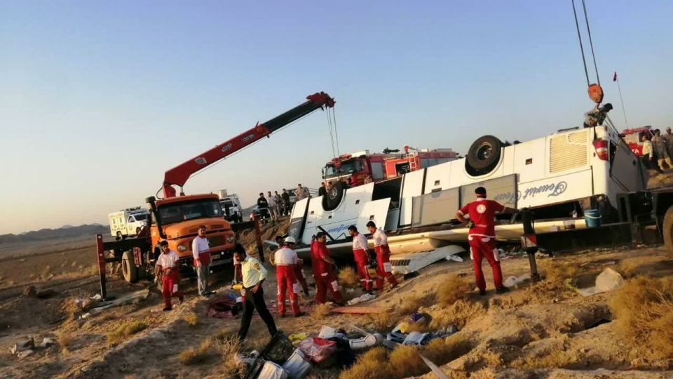 ۹ مصدوم درپی انحراف اتوبوس در هرمزگان