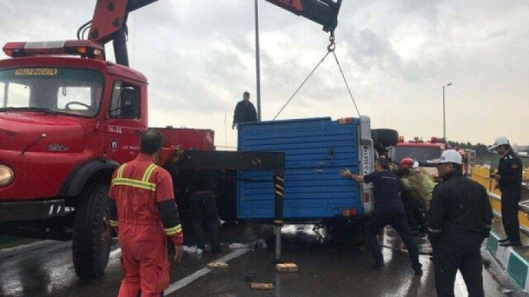 واژگونی مرگبار نیسان در بزرگراه باکری