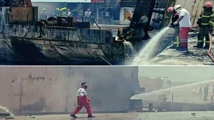 پیدا شدن پیکر فرد مفقودی در حادثه آتشسوزی اسکله دیر/ تعداد جانباختگان به ۴ نفر رسید