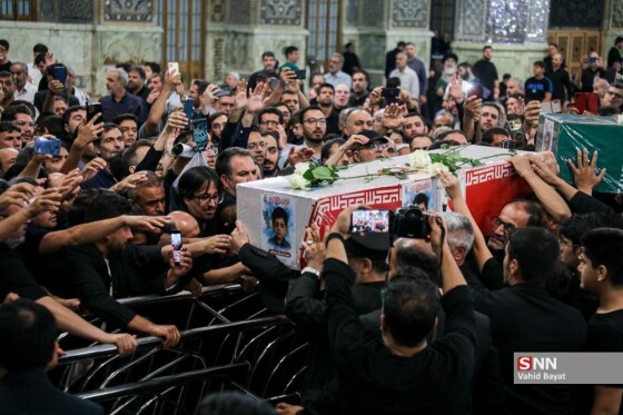 وداع با چهار شهید حملات رژیم صهیونیستی در حرم مطهر رضوی