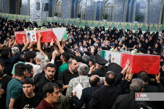 وداع با چهار شهید حملات رژیم صهیونیستی در حرم مطهر رضوی