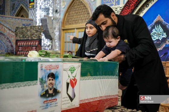 وداع با چهار شهید حملات رژیم صهیونیستی در حرم مطهر رضوی