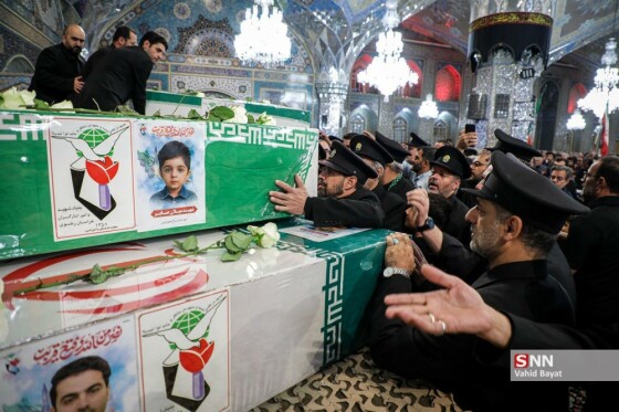 وداع با چهار شهید حملات رژیم صهیونیستی در حرم مطهر رضوی