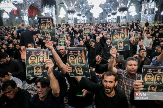 وداع با چهار شهید حملات رژیم صهیونیستی در حرم مطهر رضوی