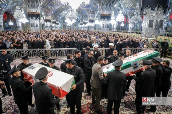 وداع با چهار شهید حملات رژیم صهیونیستی در حرم مطهر رضوی