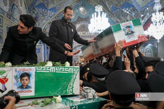 وداع با چهار شهید حملات رژیم صهیونیستی در حرم مطهر رضوی