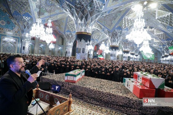 وداع با چهار شهید حملات رژیم صهیونیستی در حرم مطهر رضوی