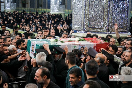 وداع با چهار شهید حملات رژیم صهیونیستی در حرم مطهر رضوی