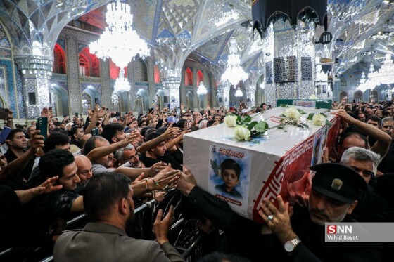 وداع با چهار شهید حملات رژیم صهیونیستی در حرم مطهر رضوی