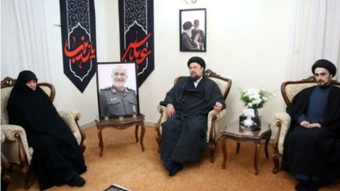 سیدحسنخمینی با خانواده شهید سپهبد حسین سلامی دیدار کرد