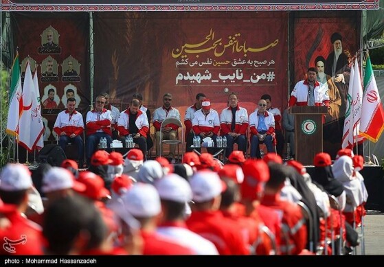 رزمایش نیروهای جمعیت هلال احمر اعزامی به مراسم اربعین حسینی