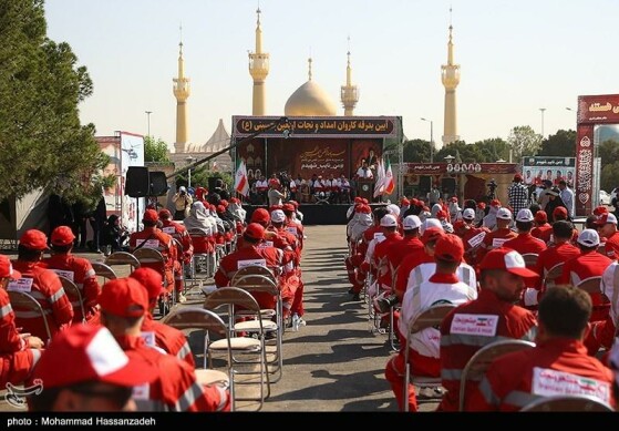 رزمایش نیروهای جمعیت هلال احمر اعزامی به مراسم اربعین حسینی
