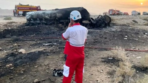 مرگ راننده و شاگرد در تانکر آتشین