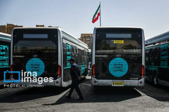 ونمایی از ۲۰۱ دستگاه اتوبوس برقی در شهر تهران