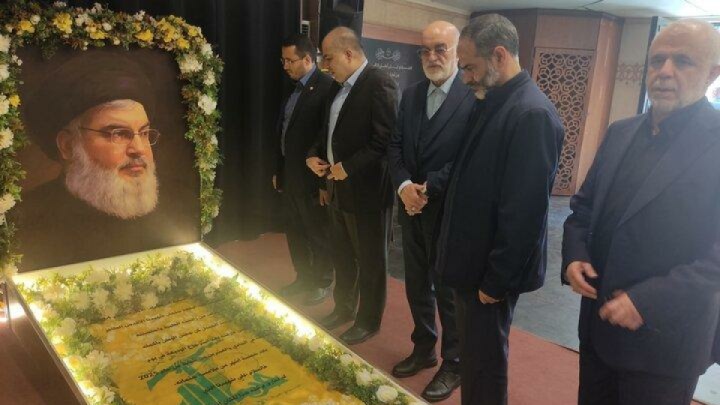 حضور هیئت پارلمانی ایران در مراسم سالگرد سید حسن نصرالله و یارانش