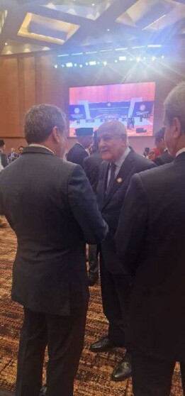 گفتگوی سید عباس عراقچی وزیر امور خارجه با ریاض منصور رئیس هیات نمایندگی فلسطین در اجلاس جنبش عدم تعهد-کامپالا (اوگاندا)