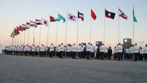 احترام نظامی به پرچم ایران در مراسم بازیهای آسیایی جوانان