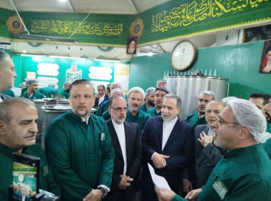 پذیرایی وزیر امورخارجه از زوار در چایخانه حرم مطهر امام رضا(ع)