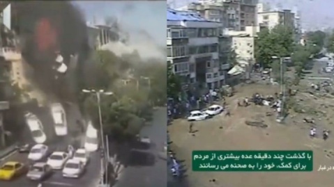 فیلم/ تصاویر جدید دوربین‌های ترافیکی از لحظاتی پس حمله وحشیانه اسرائیل در میدان قدس تجریش