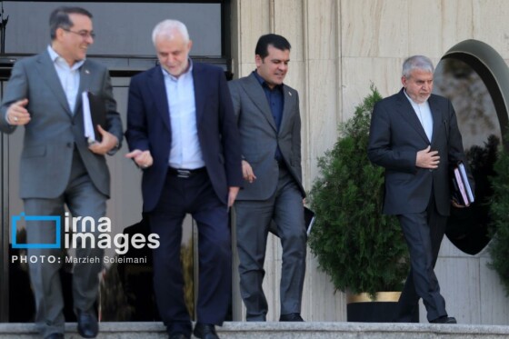 اعضای هیأت دولت در جمع خبرنگاران