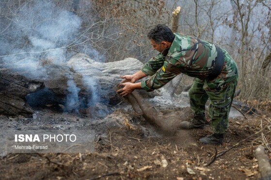 عملیات مهار آتشسوزی مناطق کوهستانی روستاهای دلیر و الیت