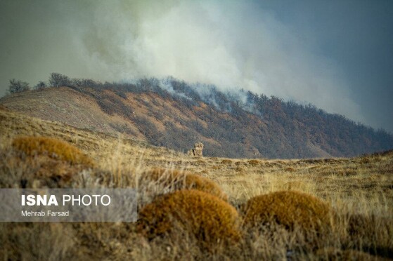 عملیات مهار آتشسوزی مناطق کوهستانی روستاهای دلیر و الیت