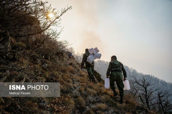عملیات مهار آتشسوزی مناطق کوهستانی روستاهای دلیر و الیت
