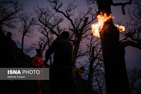 عملیات مهار آتشسوزی مناطق کوهستانی روستاهای دلیر و الیت
