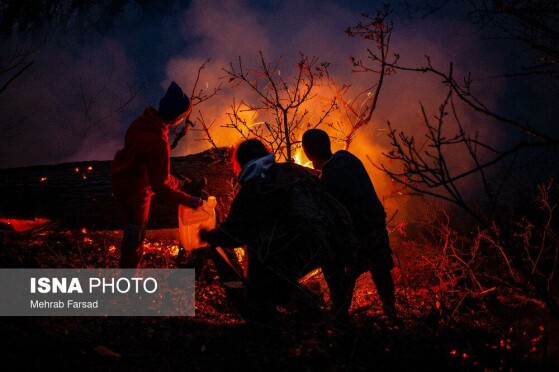 عملیات مهار آتشسوزی مناطق کوهستانی روستاهای دلیر و الیت