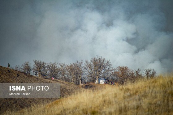 عملیات مهار آتش‌سوزی مناطق کوهستانی روستاهای دلیر و الیت