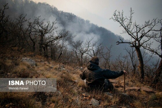 عملیات مهار آتش‌سوزی مناطق کوهستانی روستاهای دلیر و الیت