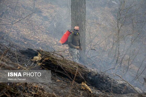 عملیات مهار آتش‌سوزی مناطق کوهستانی روستاهای دلیر و الیت