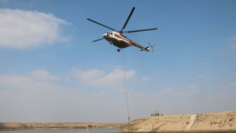 انجام ۶ سورت پروازی بالگرد برای اطفای حریق جنگل توسکستان گرگان