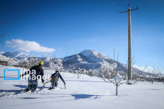 همکاری نیروهای مردمی و صنعت برق در رفع خاموشی روستاهای برفی بانه و سقز