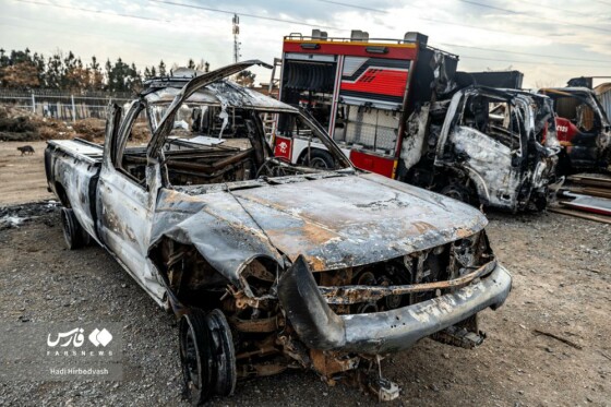 تخریب خودروهای امدادی آتشنشانی توسط اغتشاشگران