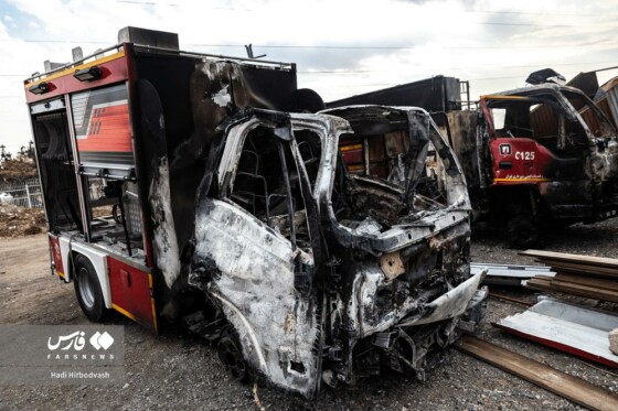 تخریب خودروهای امدادی آتشنشانی توسط اغتشاشگران