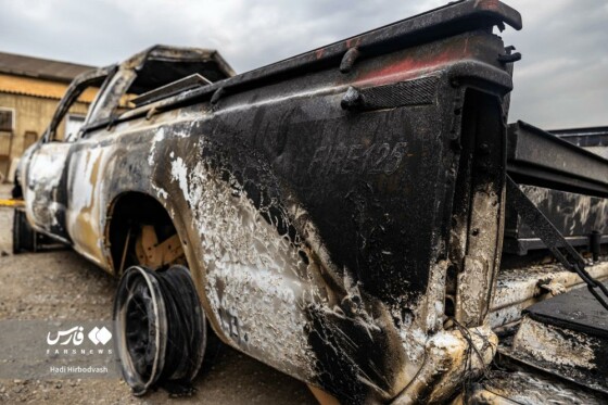 تخریب خودروهای امدادی آتشنشانی توسط اغتشاشگران