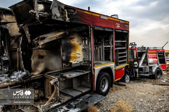 تخریب خودروهای امدادی آتشنشانی توسط اغتشاشگران
