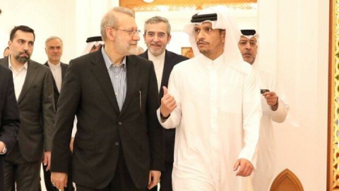 دیدار لاریجانی با نخست‌وزیر و وزیر خارجه‌ قطر