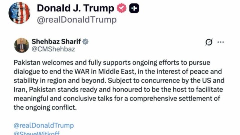 ترامپ پیام شهباز شریف در حمایت از پایان جنگ را بازنشر کرد