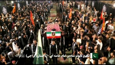 تشییع و وداع نمادین با پیکر مطهر امام شهید در کراچی