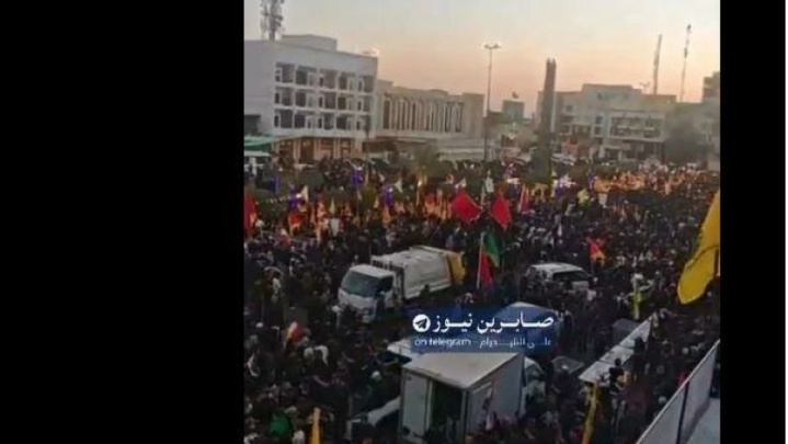 فیلم/ نجف اشرف، تصویری دیگر از امواج حرکت مردم عراق برای آغاز تشییع پیکر رهبر انقلاب