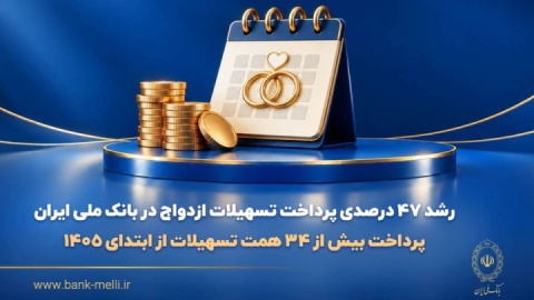 رشد ۴۷ درصدی پرداخت تسهیلات ازدواج در بانک ملی ایران